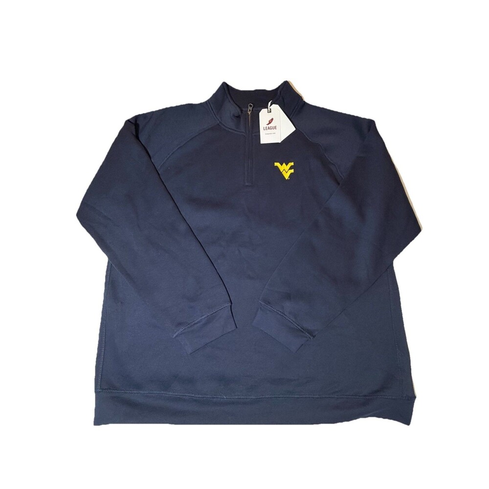 New West Virginia Mountaineers 1/4 Zip Pullover Mens XXL Navy League 91 NWT